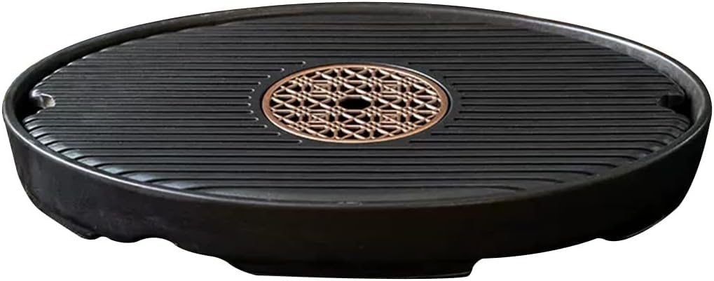 Kungfu Plateau rond en céramique pour accessoires de thé Boîte de service élégante Parfait pour les services à thé et les cadeaux Idéal pour la maison et les cérémonies du thé