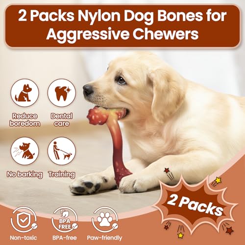 Image of WinTour Indestructible Dog Bones for Aggressive Chewers, Tough Dog Toys for Aggressive Chewers, Durable Chew Toys for Medium & Large Breed, Heavy Duty, Strong & Indestructible Bones for Super Chewers