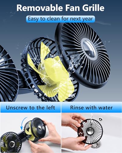 DICMKY Dual Head Car Cooling Fans for Back Seat for Kids Battery Powered Rechargeable Usb - image 8