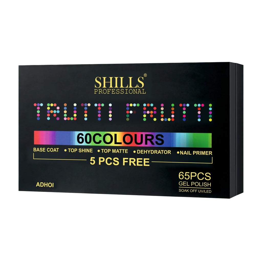 SHILLS PROFESSIONAL Nail Gel Polish 65 PCS Kit | 60 Colour UV/LED Soak Off Gel Polish Set with Base Coat, Top Coat Shine, Top Coat Matte, Nail Primer & Dehydrator | Professional Salon & Home Use (Adhoi)-picture-54