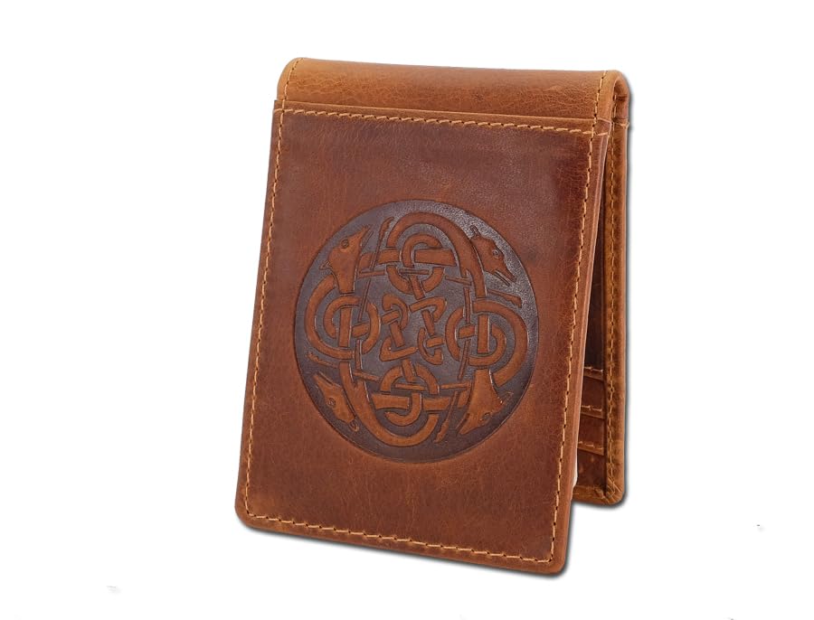Biddy Murphy Celtic Money Clip & Bifold Wallet, Embossed Eternity Knot Design Real 100% Leather Made in Ireland2
