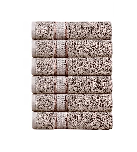 Cotton Craft Ultra Soft Hand Towel - Set Of 6 Pure Cotton Plush Absorbent Quick Dry Easy Care Bathroom Face Towel - Everyday Luxury Hotel Spa Gym Shower Beach Kitchen Travel Dorm - 16X28 - Light Grey #TOP29