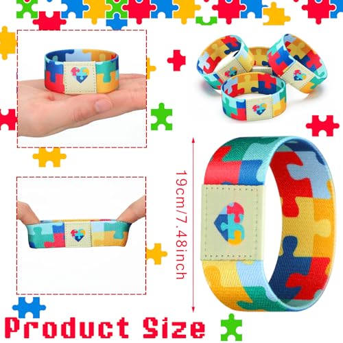 3 Pcs Autism Awareness Bracelet Wristband Elastic Puzzle Autism Jewelry Stretch Bracelet Gift for Women Men Colorful Motivational Jewelry for Adults2