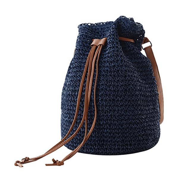 MAIRO LIFESTYLE Straw Wicker Handmade Boho Summer Beach Drawstring Womens Tote Bag (Brown) (B0CM1H1QPM) Amazon Price History, Amazon Price Tracker