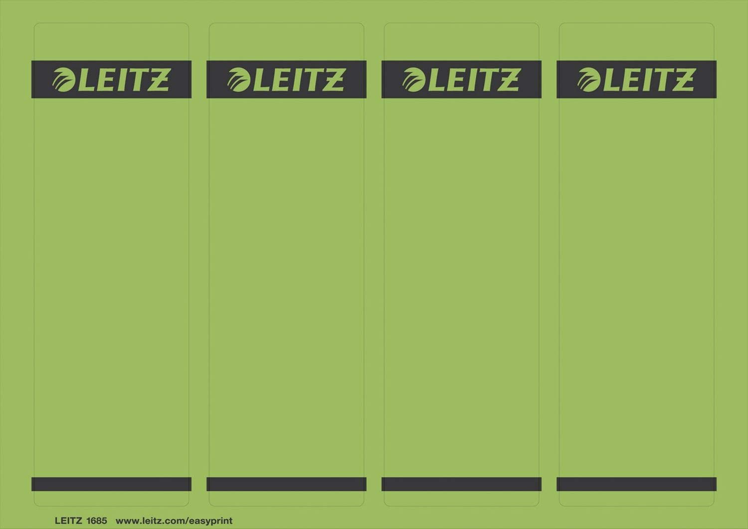 LEITZ® Rückenschild, auf A4-Bogen, selbstklebend, Papier, breit/kurz, 61 x 192 mm, grün (100 Stück), Sie erhalten 1 Packung á 100 Stück