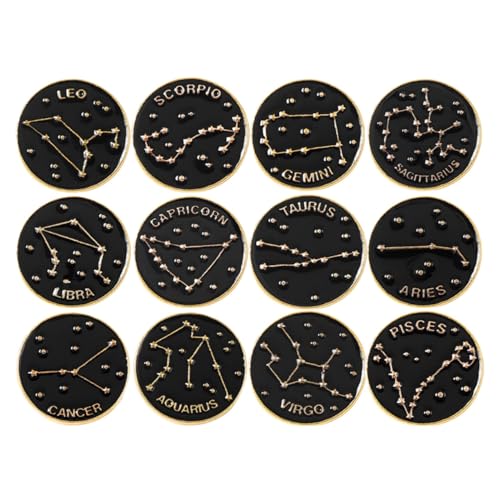 Image of PRETYZOOM 12 Pcs Zodiac Enamel Pin Set Brooches Jewelry Alloy Lapel Pins for Backpacks Shirts Hats Accessories