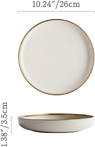 Miniatura 2 de LKXHarleya Premium Modern Gold Rim Plato de porcelana de porcelana elegante restaurante vajilla cerámica Set de platos de cerámica aptos para