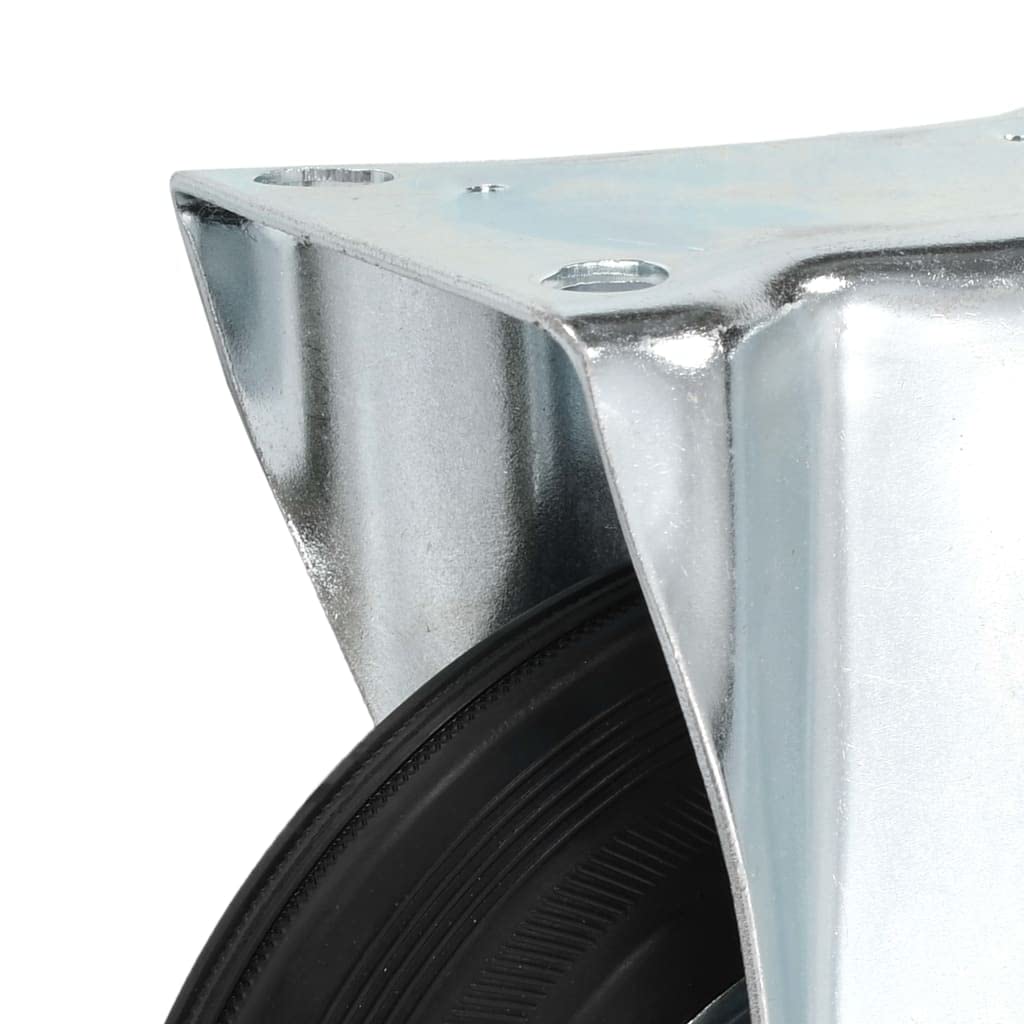 4 ruedas fijas de goma y hierro de 200 mm con revestimiento de zinc para taller e industria, soporta hasta 180 kg, adecuado para carros de transporte, plataformas, rodamientos y operaciones