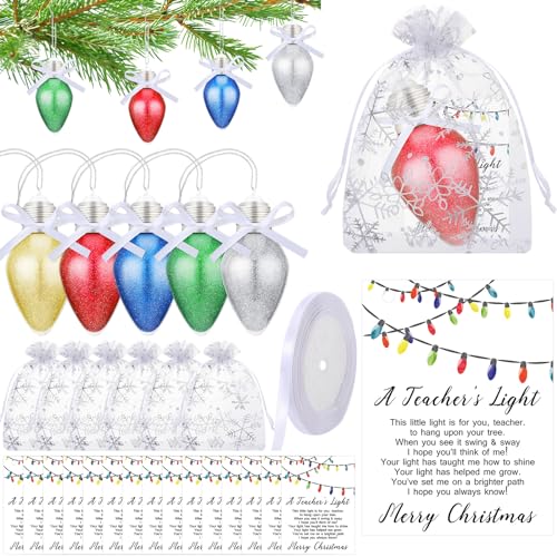 Riceshoot 15 Set Christmas Teacher Appreciation Gift Glitter Light Bulb