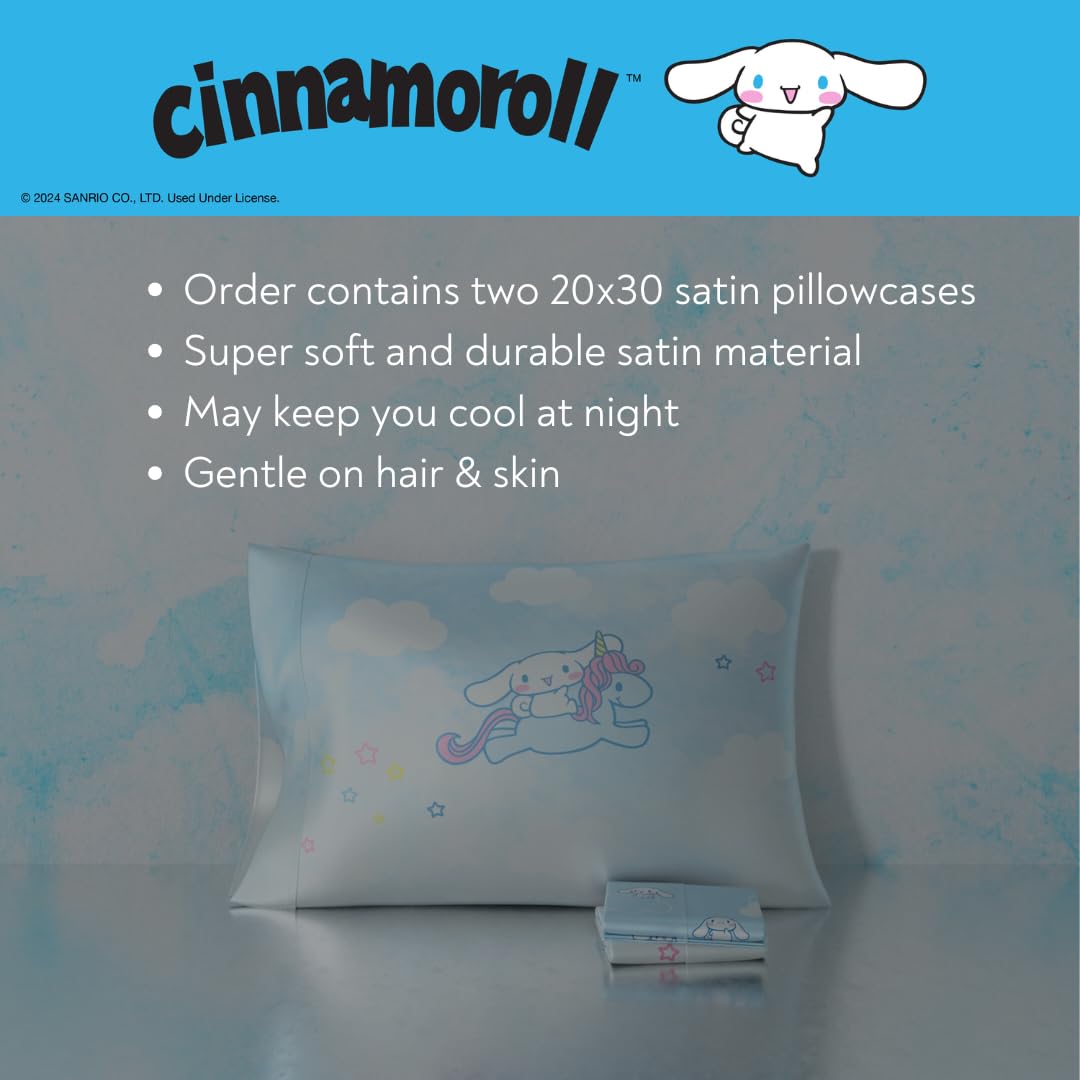 Cinnamoroll Beauty Silky Satin Standard 2 Pack Reversible Pillowcase Cover 20x30 for Hair and Skin (Officially Licensed Product) by Franco Collectibles - Image 3