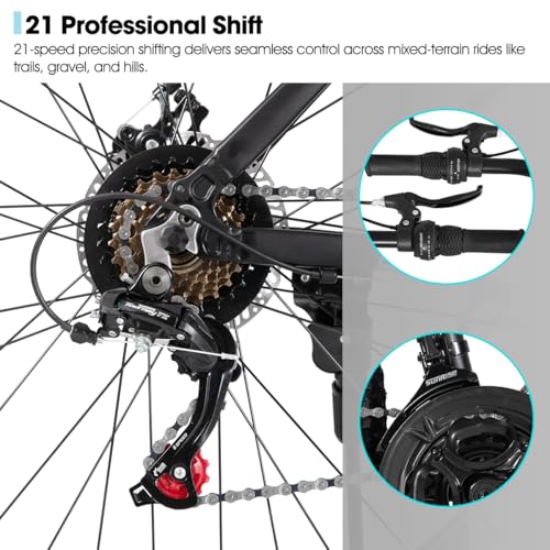 HILAND 26 27.5 Inch Mountain Bike, Mens and Womens Aluminum