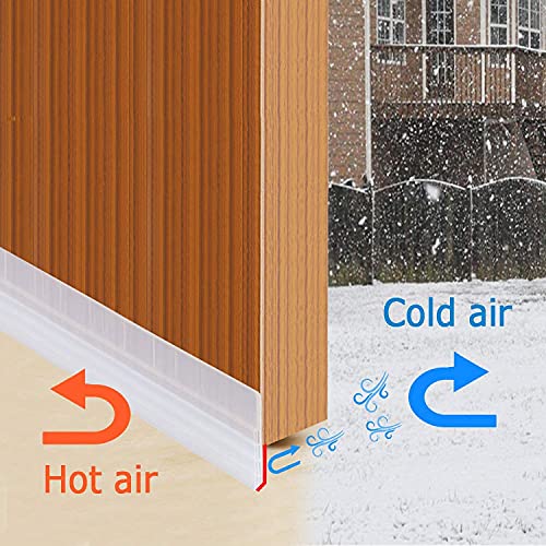 Image of Door Draft Stopper, Silicon Door Bottom Sealing Strip, Door Bottom Sealing Strip Guard, Self Adhesive Door Gap Filler Rubber,Protector from Cockroach,1M (White, Pack of 3)