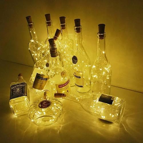 Image of Amster 20 LED Wine Bottle Cork Lights, Copper Wire String Lights (Warm White) - Battery Operated Decorative Fairy Lights for DIY, Diwali, Party, Wedding, Christmas, and Home Decor (Pack of 4)