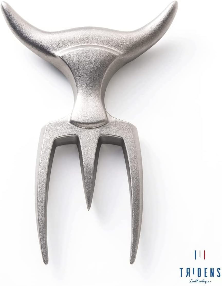 Hand Finished Ergonomic Vintage Brute Stainless Steel Fork, 165mm / 6.5-in With Beechwood Base, 100% Made In France