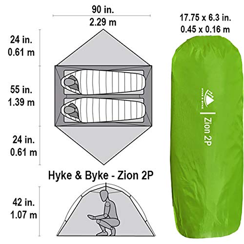 2 Person Backpacking Tent with Footprint Lightweight Zion Two Man 3 Season Ultralight