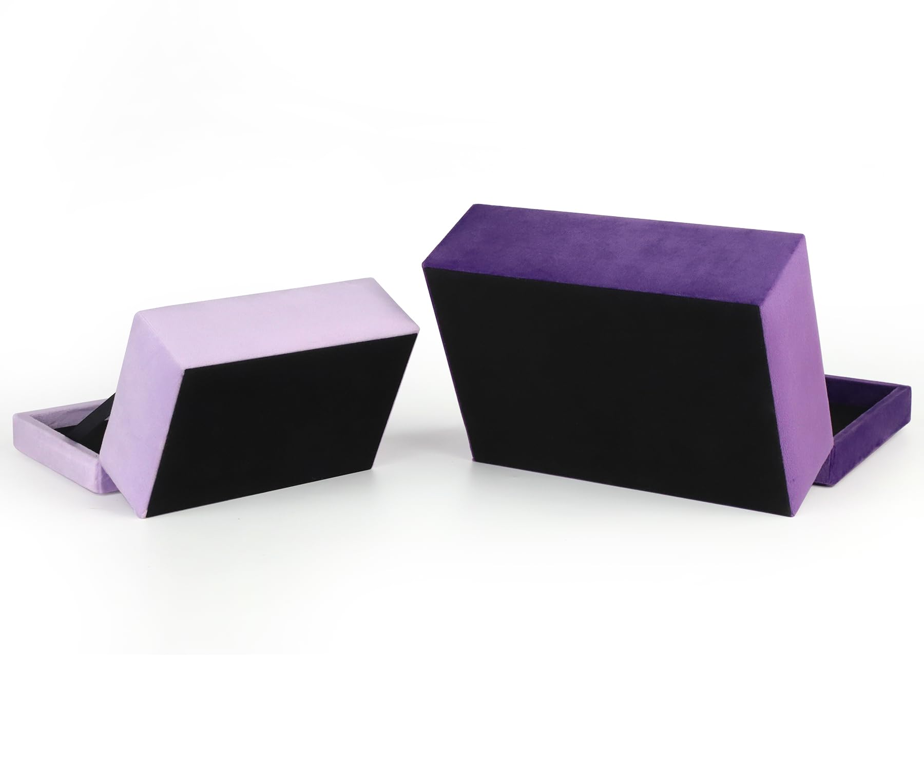 HofferRuffer Samt-Schmuckkästchen, dekorative Boxen, Aufbewahrungsboxen, Zubehör-Organizer-Boxen mit elegantem Griff-Dekor, klassisches Samt-Set, 2 Stück (lila)