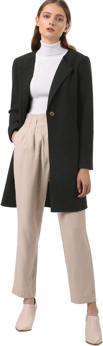 Allegra K Women's Winter Overcoat Lapel Collar Single Breasted Outerwear Long Pea Coat - Image 5