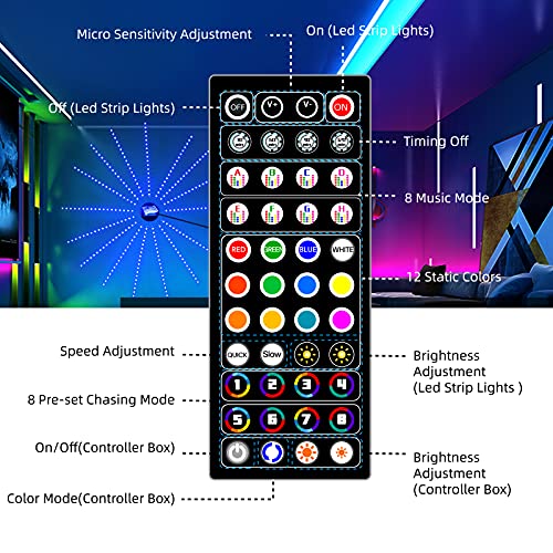 Kjoy Dream Color Firework Led Strip Lights, Wall Lights 16 X 0.6M Color Changing Music Sync Sound Control Rope Lights Kit, Music Lights For Party, Christmas, Bar, Party, Bedroom, Holiday Decoration #TOP2