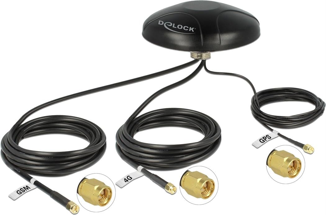 DeLOCK 12455 - Antenne multibande LTE UMTS GSM GPS 3 x SMA mâle omnidirectionnelle Montage sur Toit Outdoor