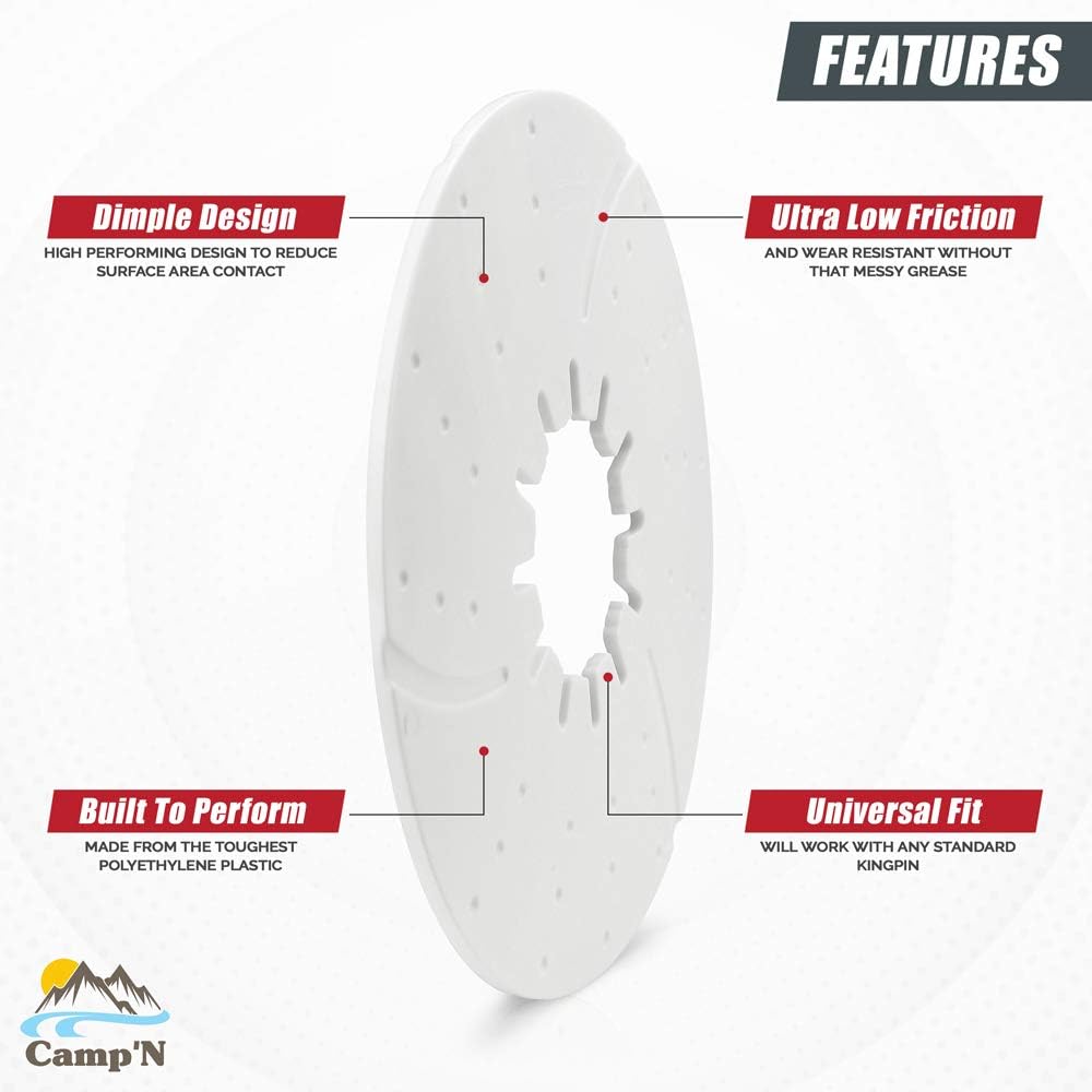 Camp'N 5th Wheel Lube Plate - 10 Inch Fifth Wheel Lube Plate - White Press On Disc