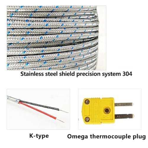 Termopar tipo K de alta temperatura 1100°C con cable de sensor flexible WRNK-191 3