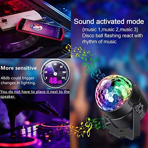 Disco Lights, Holihifi Sound Activated Disco Ball Party Lights with Remote Control - 4M USB Power Cable Included