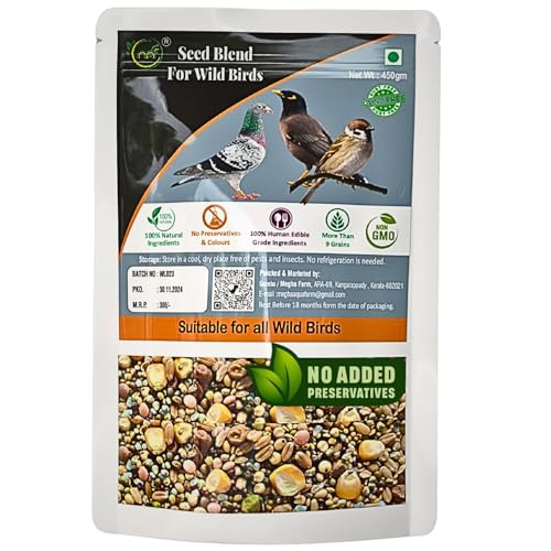 Image of MAF Bird Feed For Wild Birds 900 Gram (450 Gm Pack Of 2) Enriched With 10 Grains & Cuttlefish Bone Grits, Refill Pack For All Wild Birds,Pigeon, Doves, Mynah,Finches, All Life Stages