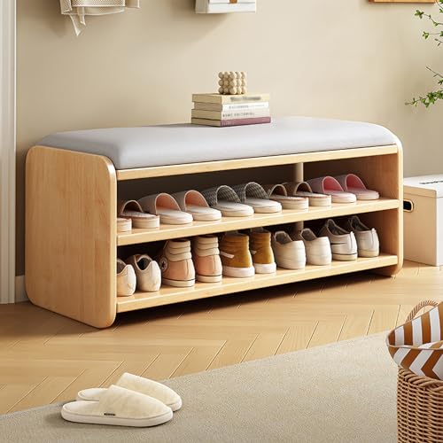 Banc à chaussures en bois pour optimiser les entrées encombrées