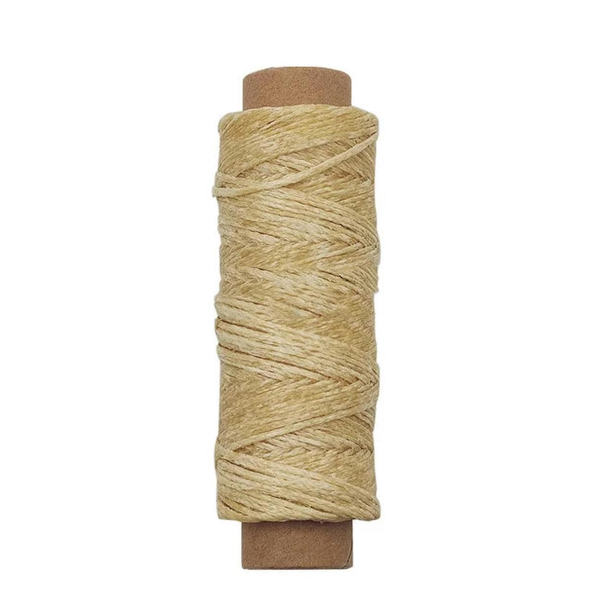 Hilo de Coser，Hilo de poliéster Hilo Encerado Plano Línea de Costura Encerada Plana Cordón Encerado Hilo for Coser a Mano(No.4 Natural,30m)