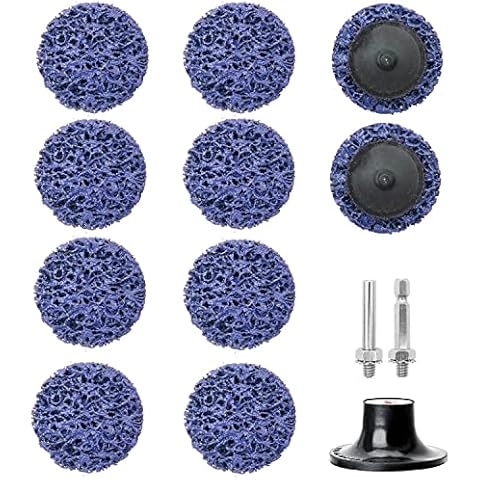 Discos de Limpieza, 10 Pcs 50mm Disco Abrasivo CSD, Disco de Lijado CSD, Discos Limpieza Amoladora Angular para Tratamiento de Superficies o Eliminación de Barniz, con Soporte Cover