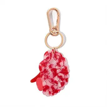 Novelty Keychain with Gold Metal Hook, Pink and Clear Design for Women Girls Gift