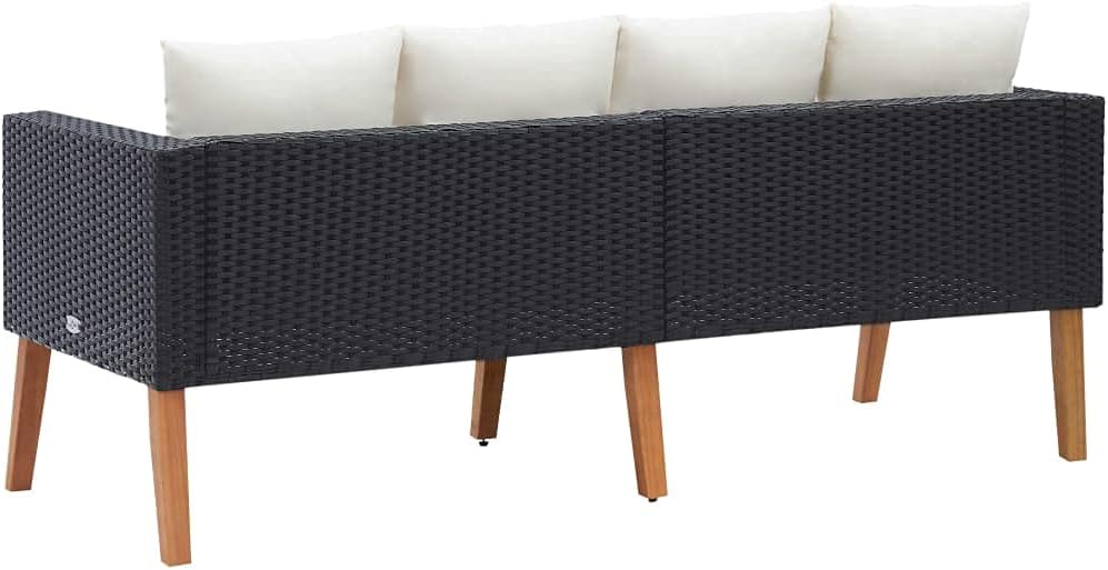 Teak Outdoor Furniture,Patio loveseats,2-Seater Patio Sofa with Cushions Poly Rattan BlackSuitable for Outdoor, Patio, Garden