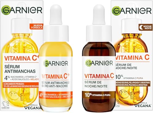 Garnier SkinActive Vitamina C Pack Antimanchas Sérum Dúo: Sérum Antimanchas de Día 30 ml + Sérum Antimanchas de Noche 30 ml