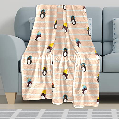 Couverture polaire pingouin pour lit et canapé de chambre
