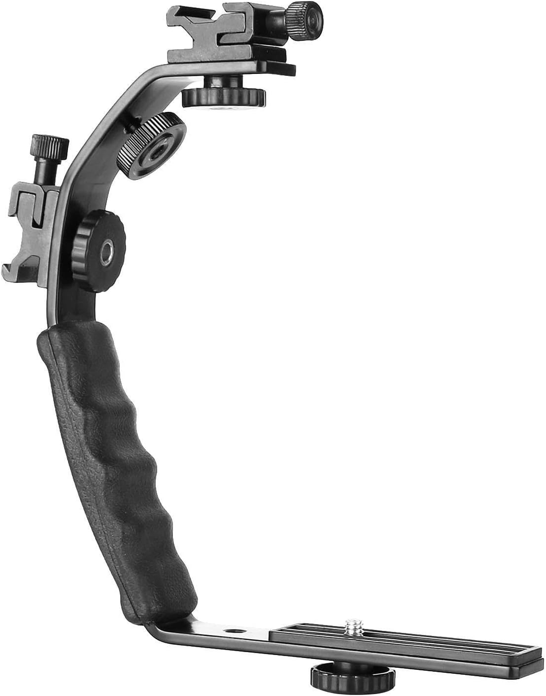 Innovative Double Flash Cold Shoe Mount Camera L Bracket Ergonomics Hand Grip For Comfortable Flash Bracket Video Light Camcorder Cold Shoe Double Mount 1/4 Tripod Screw