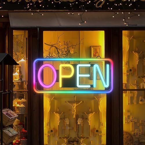 Letrero abierto LED RGB con brillo ajustable y efectos dinámicos para escaparates 2
