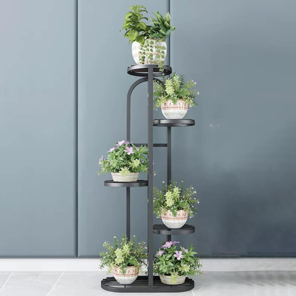 YUANCHUTOP 5-Tier Metal Plant Stand - Heavy-Duty Indoor/Outdoor Flower Pot Holder Rack for Garden, Balcony & Living Room - Tall Display Shelf for Multiple Potted Plants (Black)