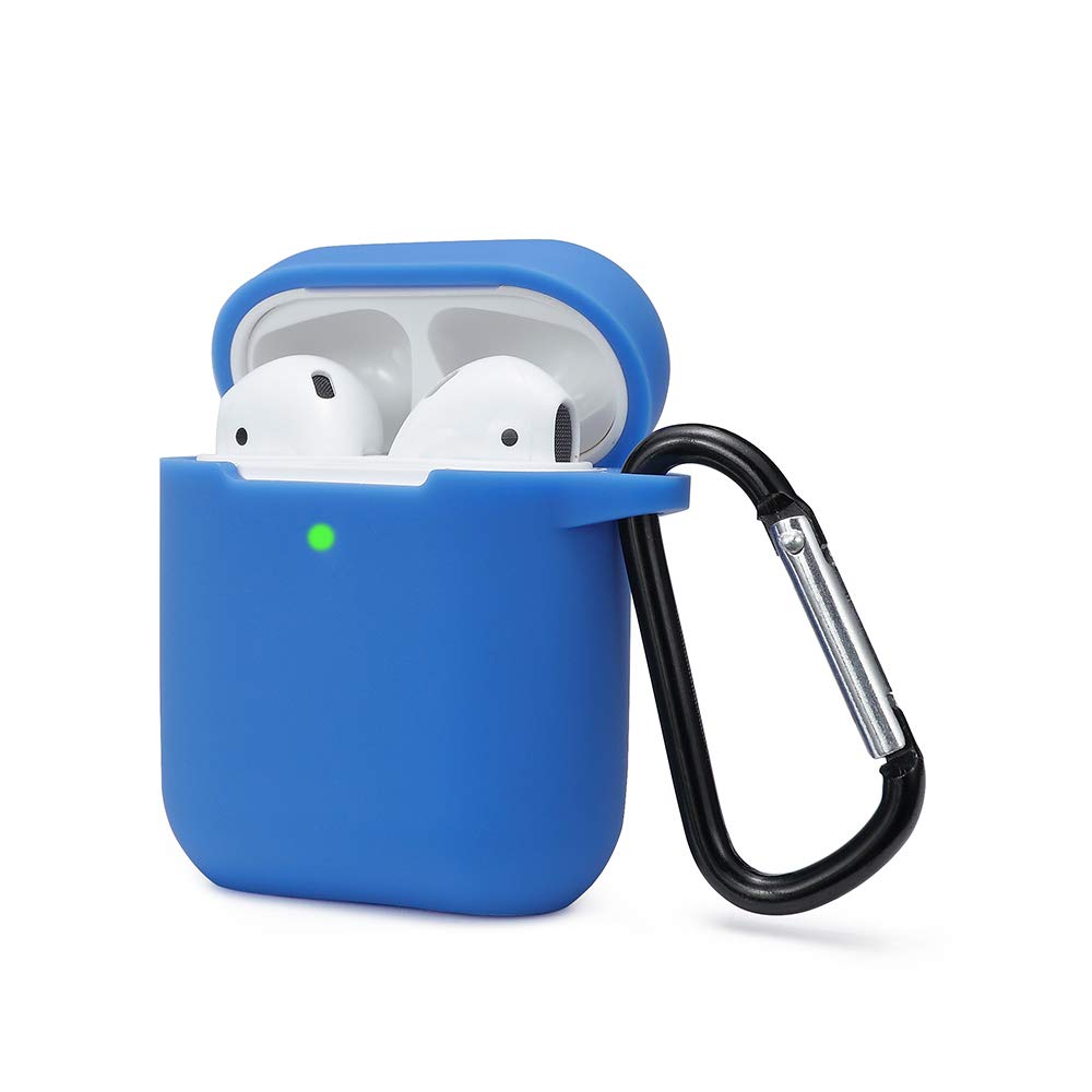 KOKOKA Custodia in Silicone da Appendere Compatiblile con AirPods 2 & 1, Custodia Protettiva per AirPods, Airpods Case Cover LED Anteriore Visibile Moschettone Portachiavi, Viola - 2