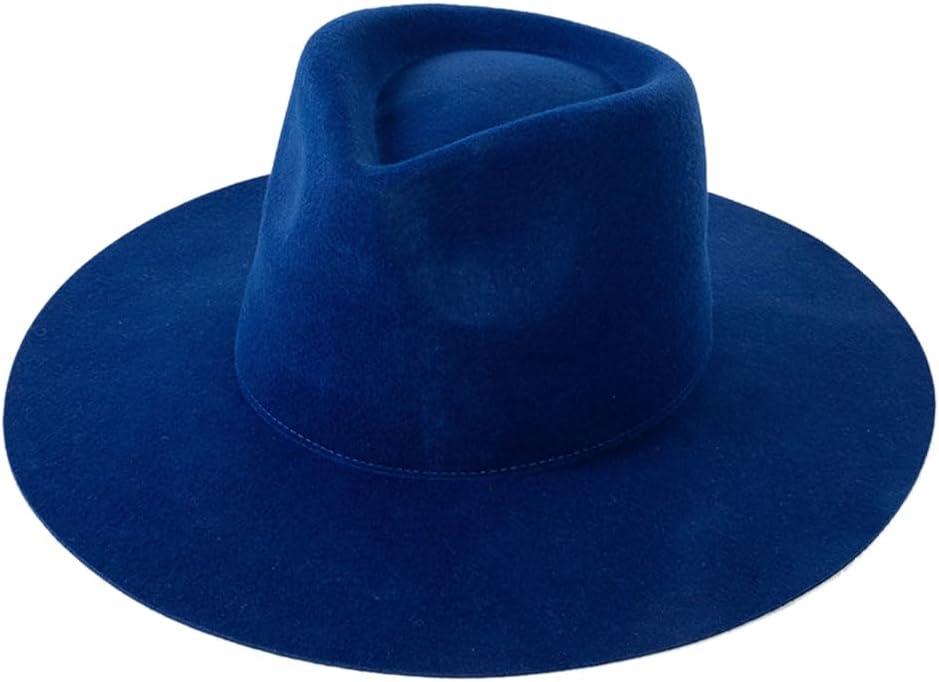 Premium 100% Wool Wide Brim Wool Fedora Hat, 4.9" Crown Height, 3.5" Brim, Teardrop Crown, Multiple Colors, M-L Sizes