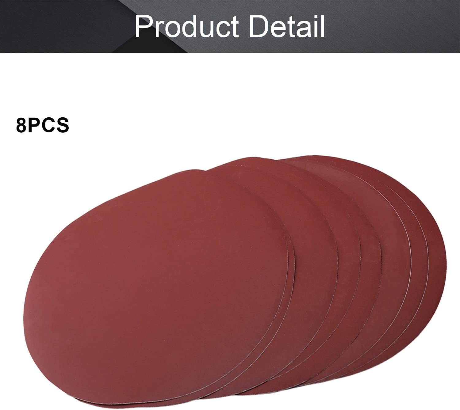 Utoolmart PSA Sanding Discs, 12-inch Self Stick Adhesive Back Sandpaper, 400 Grits No-Hole Aluminum Oxide Sanding Paper, for Random Orbital Sander, Wood, Metal Polishing, 8 Pcs
