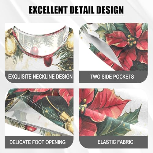 ALAZA Poinsettias Merry Christmas Ball Pajamas Set Short Sleeve Cotton Sleepwear Summer Pjs 2 Piece 5-14Y4