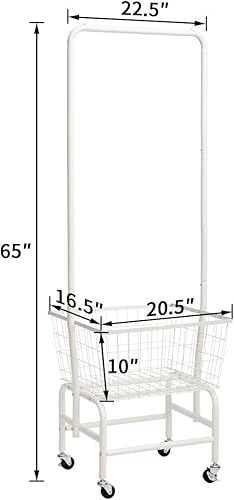 Miniatura 4 de ALIMORDEN Carrito de lavandería con perchero, mayordomo de lavandería con estante de almacenamiento de alambre, negro