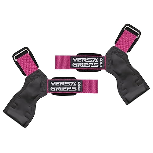 Versa Gripps® Pro, Made in The USA, Wrist Straps for Weightlifting Alternative, The Best Training Accessory - Pink - Reg/Large: 7-1/8" to 8"