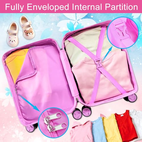 Enchanting Fairy Unicorn Luggage for Girls: Airline-Approved Carry On Kids Rolling Suitcase 2PC Set with 360&deg; Spinner Wheels, Includes Neck Pillow
