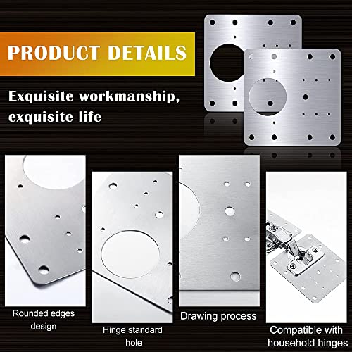 Cabinet Hinges Repair Plate,Stainless Steel Hinge Repair Brackets Kit,Kitchen Cupboard Door Hinge Repair Plate Kit Includes Fixing Screws,Protect Wooden Kitchen Cabinet Door,Furniture(2 Pcs) #TOP2