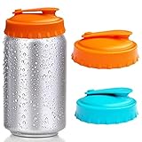 2 Pack Reusable Silicone Can Protector Lid or Covers with Resealable Nozzle for Standard Soda/Beverage/Beer Cans - Prevents Spills - Retains Fizz - BPA-Free (Orange & Blue)