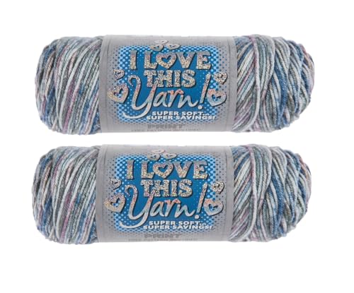 Image of Hobby Lobby Print I Love This Yarn - 4 Medium 100% Acrylic, 252 Yards, Yarn for Crocheting Knitting Blankets, Hats & Accessories, Set of 2, 824 Galaxy Grazing