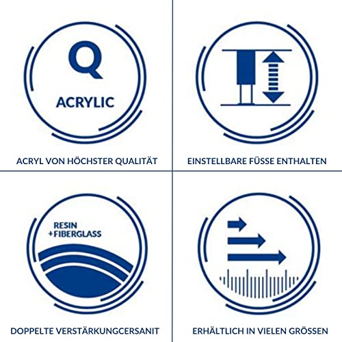 CERSANIT Badewanne Freistehend Rechteckig | L x B x H: 140 x 70 x 42 cm | Badewanne Dusche NAO | Duschbadewanne Erwachsene | Freistehende Badewanne mit Verstellbaren Füßen | Farbe: Acryl Weiß