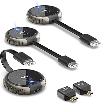 Wireless HDMI 2 Transmitters and 1 Receiver 4K, TIMBOOTECH HDMI Extender Casting 5G Smooth Video & Audio for PC, Laptop, Camera, Blu-ray, DVD, Netfix, Phone,PS5 to Monitor, Projector, HDTV 165FT/50M