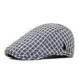 Julpsk Fashion Spring Plaid Newsboy Cap Adjustable Gatsby Driving Ivy Flat Hat for Outdoor Golf Blue